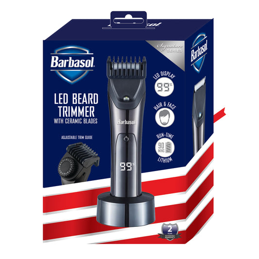 Rechargeable LCD Beard Trimmer with Ceramic Blade and LED Light