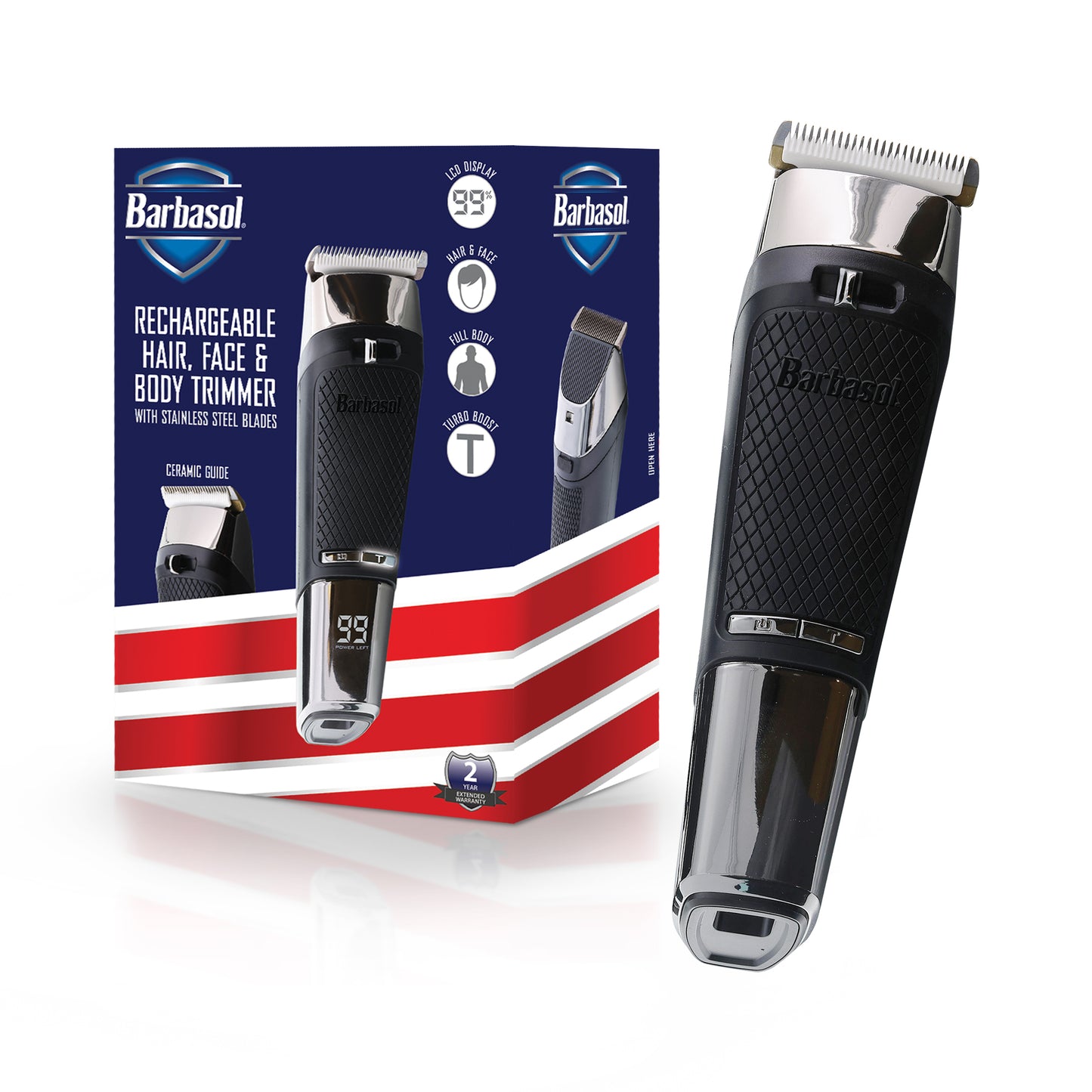 Barbasol Pro Cermaic Cordless Rechargeable Trimmer w Turbo