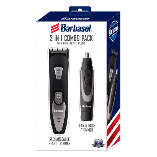 2 Trimmers In 1 Combo Pack, Rechargeable Beard Trimmer and Ear Nose Trimmer