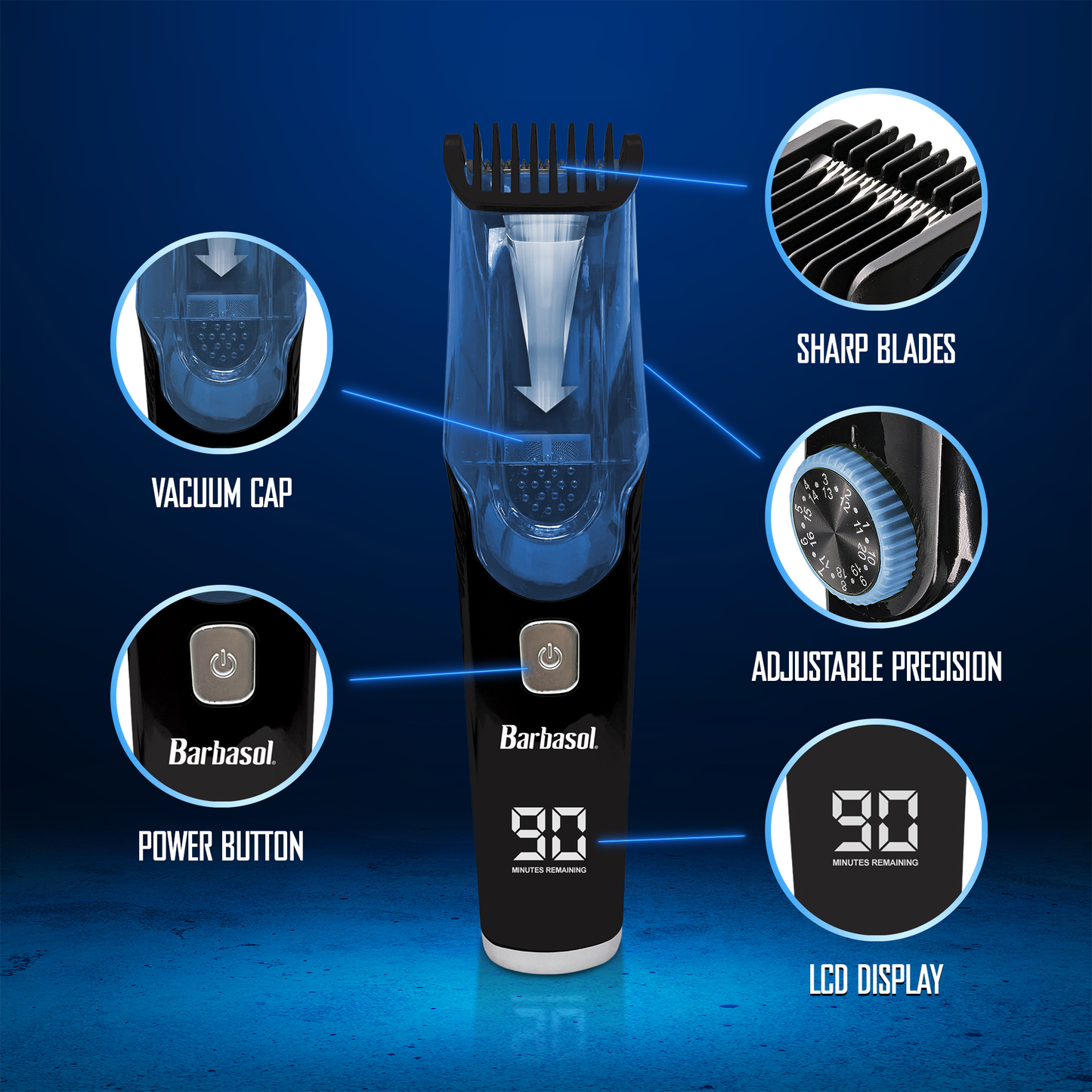 Vacuum Beard Trimmer for Men, Self-Vacuuming Hair, Beard, Sideburns & Mustache