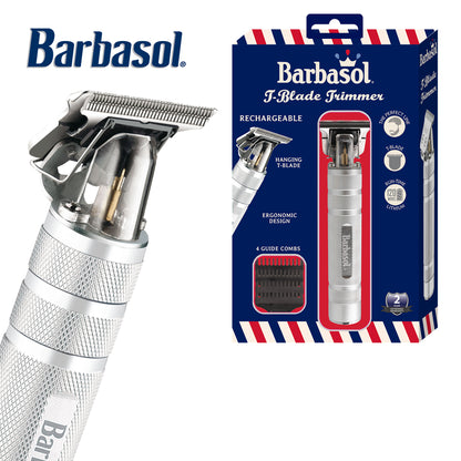 Stainless-Steel Rechargeable Zero-Gapped T-Blade Trimmer, Hanging Blade, 3 Guide Combs