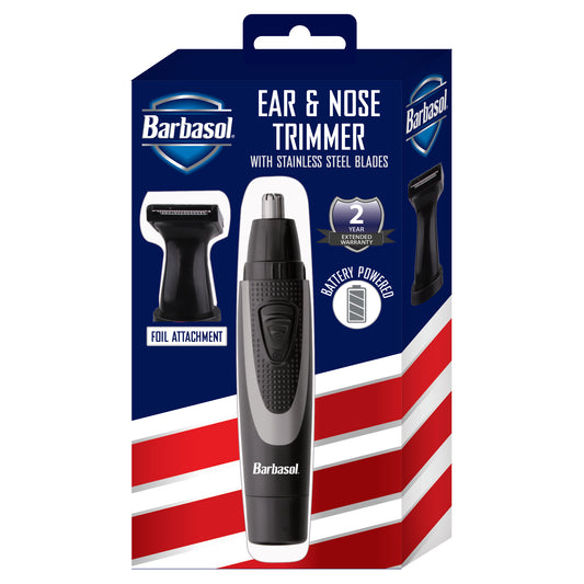 Men's Nose & Ear Hair Trimmer with Stainless Steel Blades - Waterproof, Portable Groomer for Beard & Sideburns
