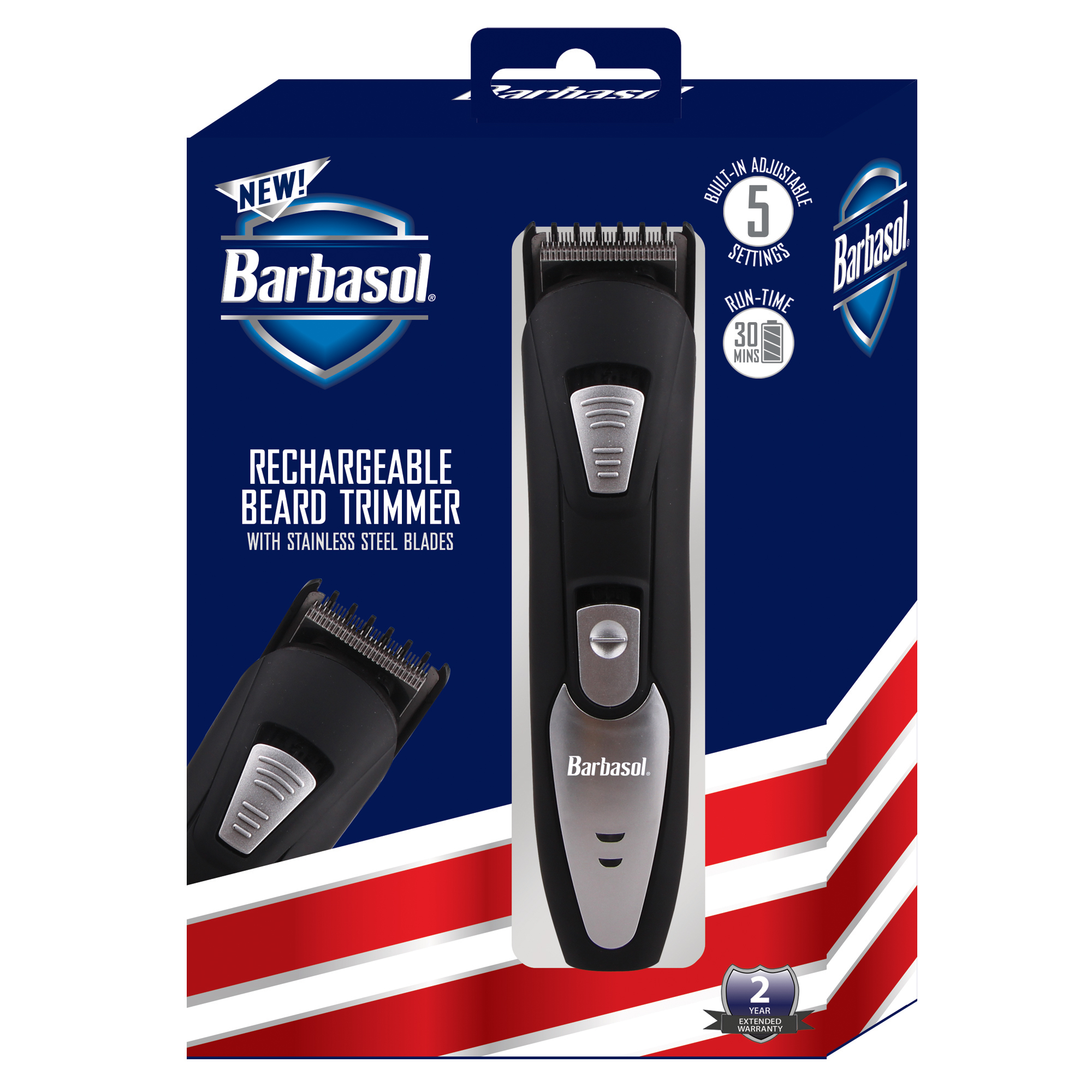 rechargeable facial hair trimmer